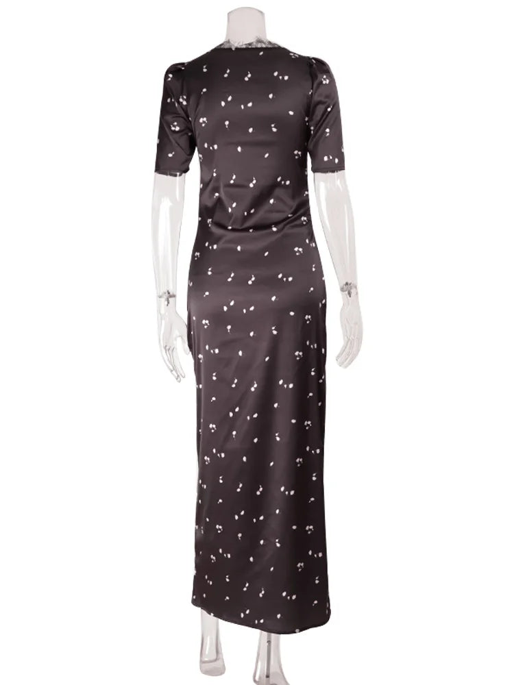 Lace Patchwork Printed Maxi Dress